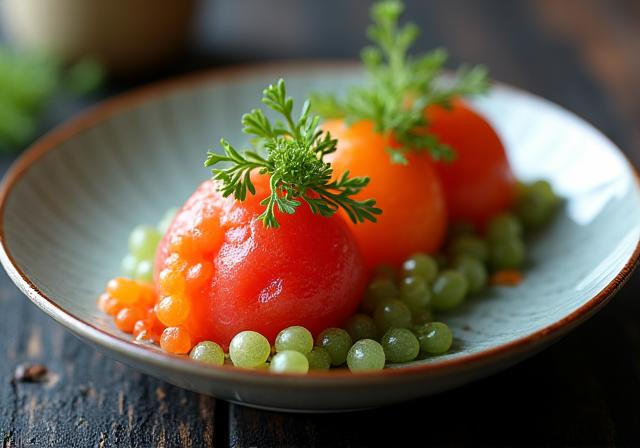 旬の食材を使った美しい前菜の盛り合わせ